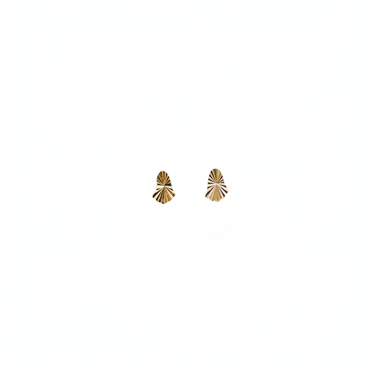 Small decorative 18K gold earrings by Ghamieh featuring intricate design details.