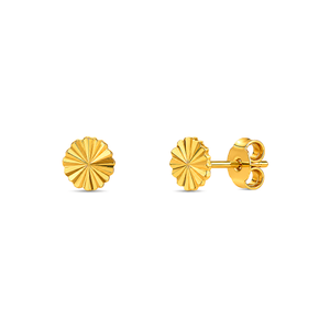 18K Gold Earrings with Decorative Circle
