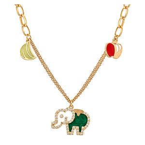 18K Gold Necklace with Colorful Fruit Design