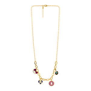 18K Gold Necklace with Assorted Charms