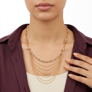 18K Gold Chain Necklace with Multi-Strand