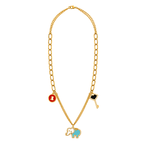 18K Gold Necklace with Rings Assorted Pendants Design