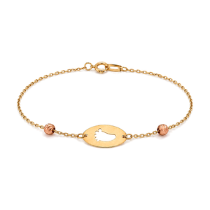 18K Gold Kids Chain Bracelet  with Baby Foot Design