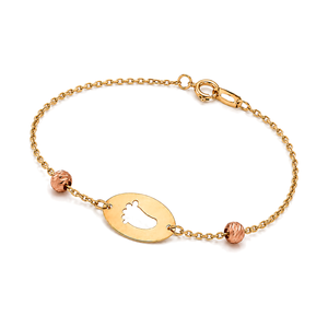 18K Gold Kids Chain Bracelet  with Baby Foot Design