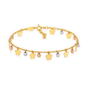 18K Gold Chain Bracelet with Rose Design