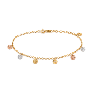 18K Gold Chain Bracelet with Circles Design