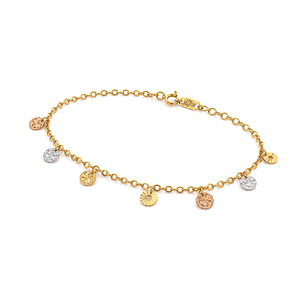 18K Gold Chain Bracelet with Circles Design