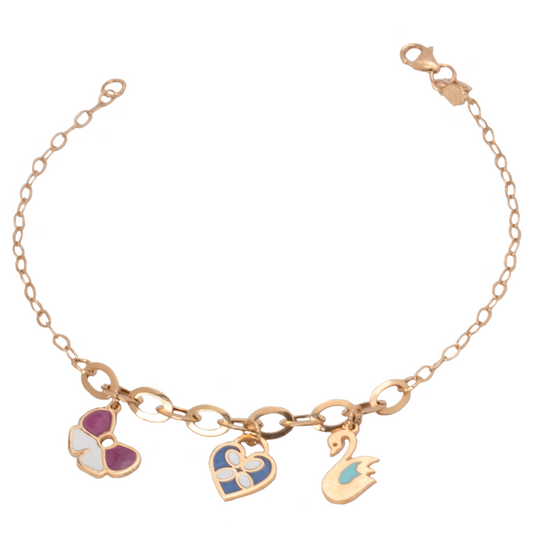 أنسيال ذهب عيار 18 بتعليقات ملونة رقيقة