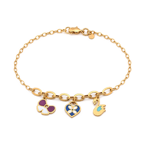 18K Gold Chain Bracelet with Delicate Design In Colorful