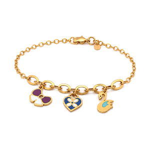 18K Gold Chain Bracelet with Delicate Design In Colorful