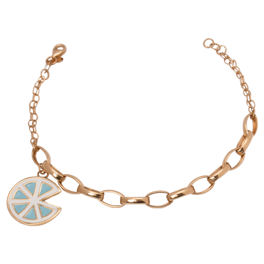 أنسيال ذهب عيار 18 بتعليقة هندسية ملونة