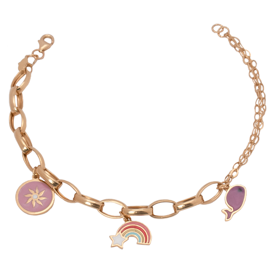 أنسيال ذهب عيار 18 بتعليقات متعددة الأشكال