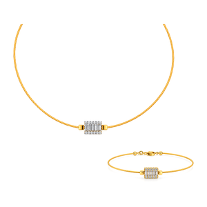 18K Gold Half Set with Simple Horizontal Bar Design