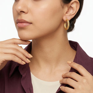 18K Gold Earrings with Circular Braided Design