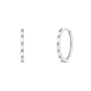 18K White Gold Earrings with Circular Stones Design