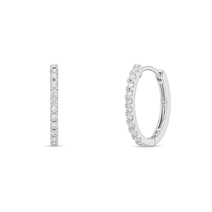 18K White Gold Earrings with Shiny Stones Design