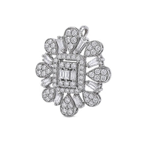 18K White Gold Pendant with Ornate Square Design