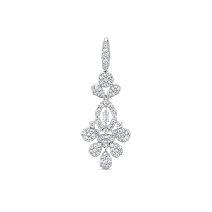 18K White Gold Pendant with Geometric Floral Design
