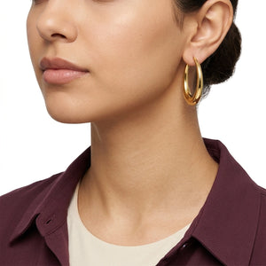 18K Gold Earrings with Large Circular Design