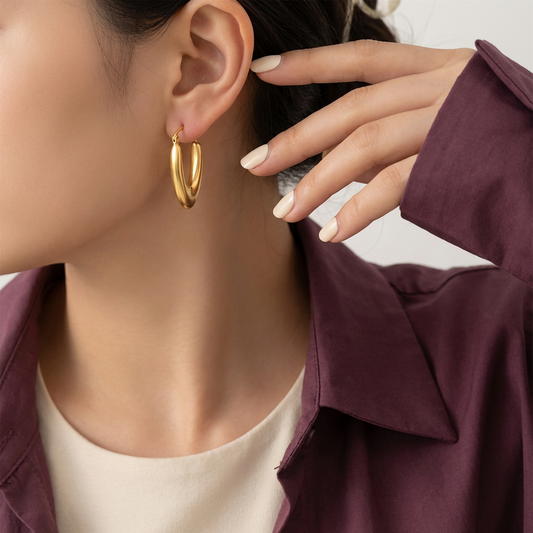 أقراط عيار 21 بتصميم هندسي كبير