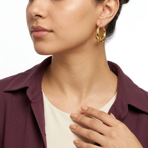 21K Gold Earrings with Rounded Curve