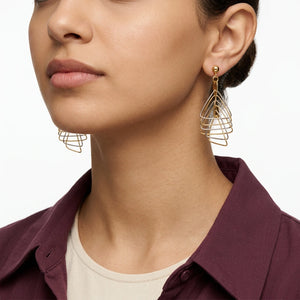 18K White Gold Earrings with Triangles Design