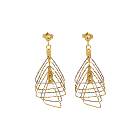 أقراط عيار 18 بتصميم مثلثات هندسية