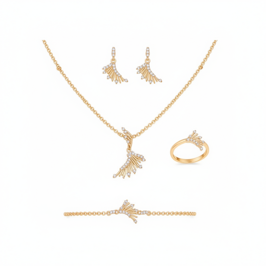 طقم عيار 18 بفصوص وتصميم هندسي