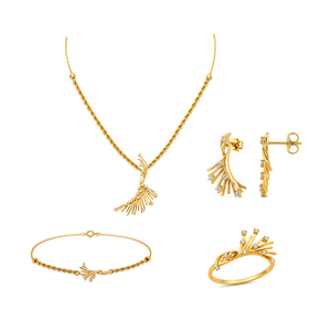 18K Gold Set with Fan Design