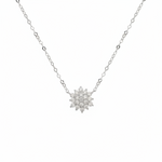 18K gold necklace by Ghamieh featuring a delicate flower pendant. Elegant and stylish jewelry piece for any occasion.