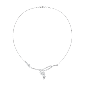 18K White Gold Set with Geometric Sparkling Stones Design