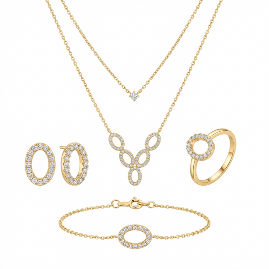 طقم ذهب عيار 18 بتصميم دائرة