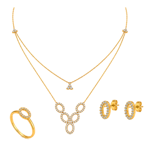 18K Gold Set with Sparkling Circles Design