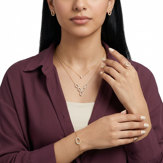 طقم ذهب عيار 18 بتصميم دائرة