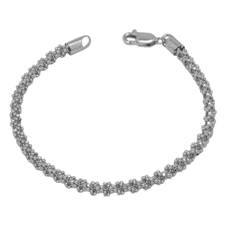 18K White Chain Bracelet with Bead Design