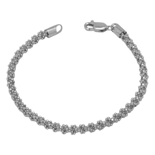 انسيال ذهب أبيض عيار 18 بتصميم خرز