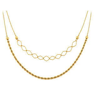 18K Gold Necklace with Double Layer Design