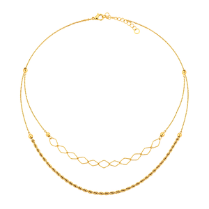 18K Gold Necklace with Double Layer Design