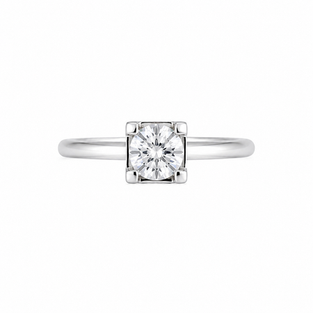 18K Diamond Ring with Engagement Large Stone Design