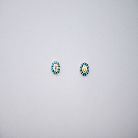 18K Gold Earrings with Distinctive Gemstones Design In Turquoise