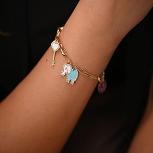 18K Gold Kids Chain Bracelet with Happy Elephant Design
