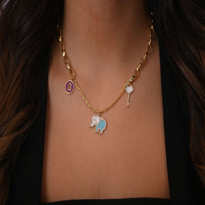 18K Gold Necklace with Rings Pendants Design