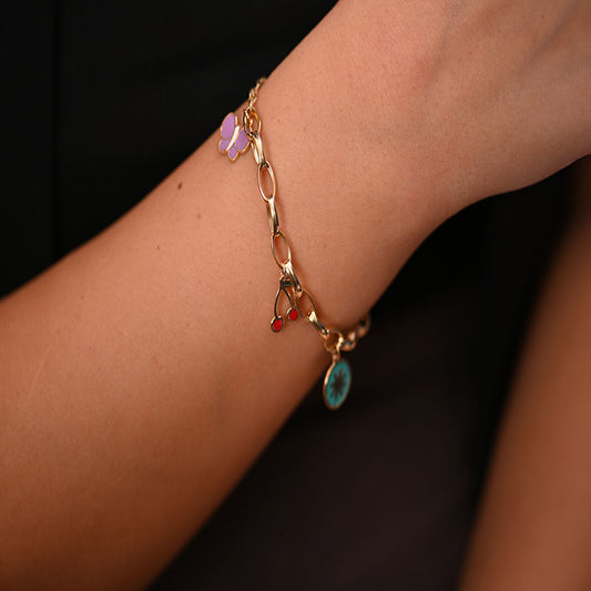 أنسيال ذهب عيار 18 بتعليقات متعددة الأشكال