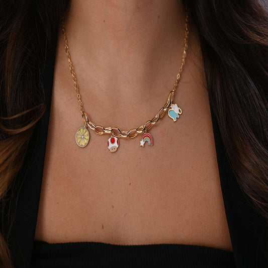 18K Gold Pendant with Fun Beach Design