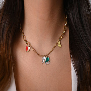 18K Gold Pendant with Fruit Design In Colorful