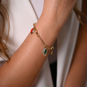 18K Chain Bracelet with Fruit Design In Colorful