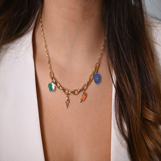 18K Gold Pendant with Playful Summer Design