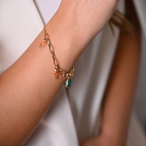 18K Chain Bracelet with Pretty Shapes Design In Colorful