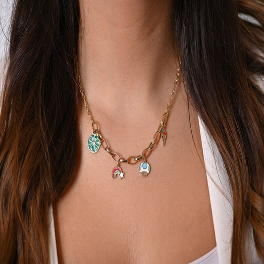 18K Gold Pendant with Playful Color Design