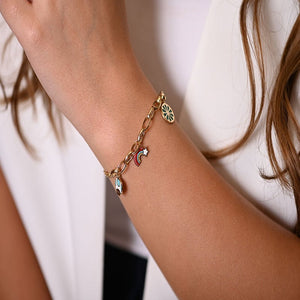18K Chain Bracelet with Playful Rainbow Design